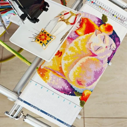 65cm Aluminum Floor Embroidery Stand with Hoop & Thread Holder - Adjustable Cross Stitch Frame for Large Projects - Image 3