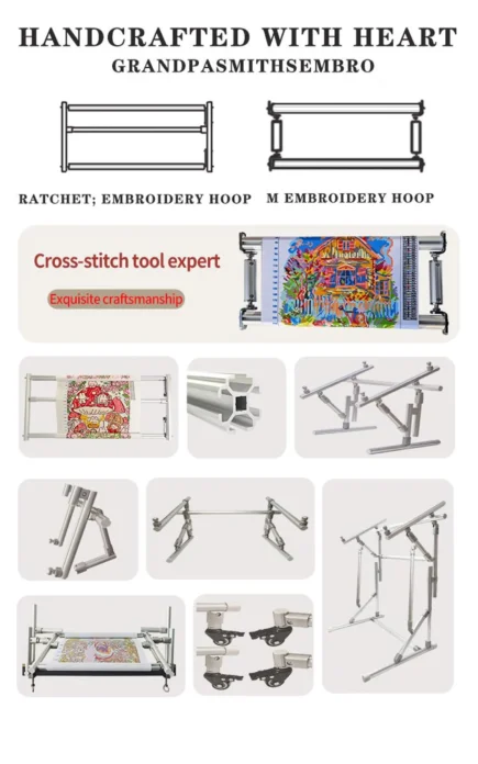 65cm Aluminum Floor Embroidery Stand with Hoop & Thread Holder - Adjustable Cross Stitch Frame for Large Projects - Image 8