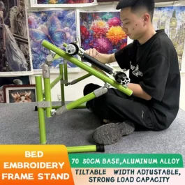 【Third Generation】Bed Embroidery Frame Stand for Cross Stitch, Adjustable 25-60cm Height, 70-50cm Base, Aluminum Alloy, Tiltable & Width Adjustable, Bed & Table Use, Strong Load Capacity