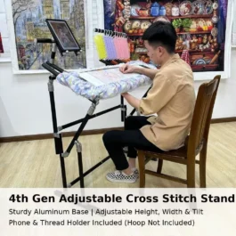 【Full set】4th Gen Adjustable Cross Stitch Stand | with Phone Holder & Thread Spool | Scroll Frame 50/100/150cm, Tension 18-28cm