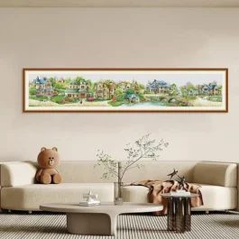 European town] Green Village The green village kit-14CT [F line – Egyptian long-staple cotton] 2 strands 173X37CM fresh printing