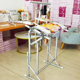 65cm Aluminum Floor Embroidery Stand with Hoop & Thread Holder – Adjustable Cross Stitch Frame for Large Projects