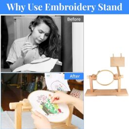 Embroidery Stand, Adjustable Embroidery Hoop Holder, Cross Stitch Stand with Embroidery Kit and 3PCS Embroidery Hoops